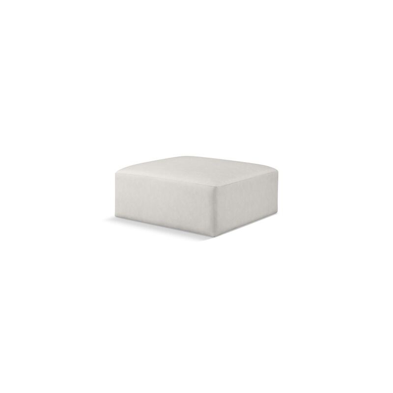 Meridian Furniture Cube Cream Vegan Leather Ottoman