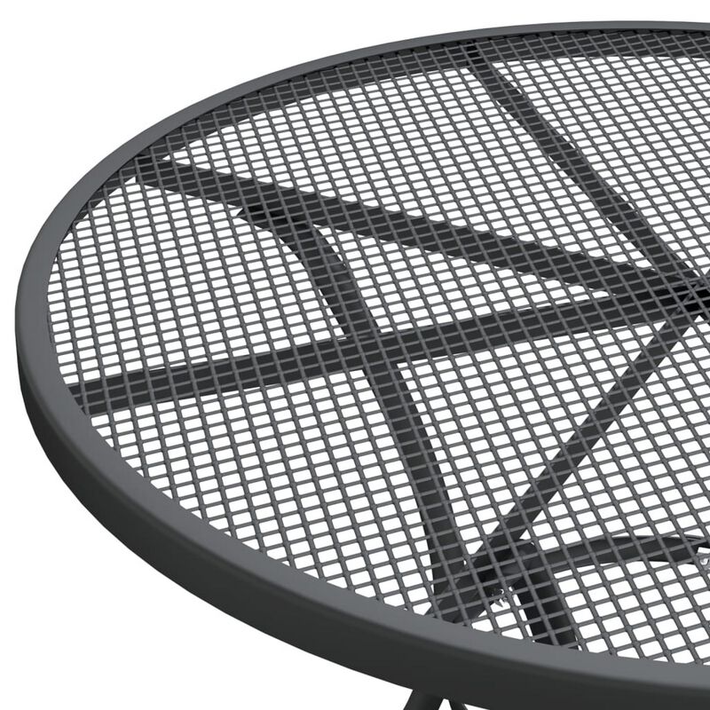Yoko Outdoor Breakfast Table, Dark Gray Mesh Iron, Round 32 Inch Top - Benzara