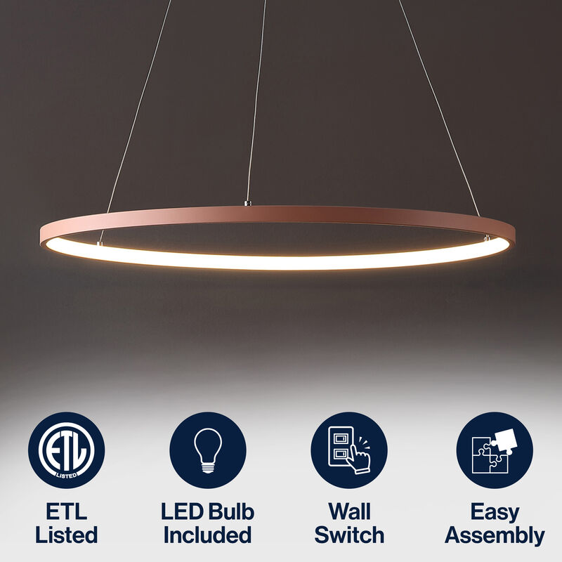 Brice Modern Contemporary Metal Round Dimmable Integrated LED Pendant