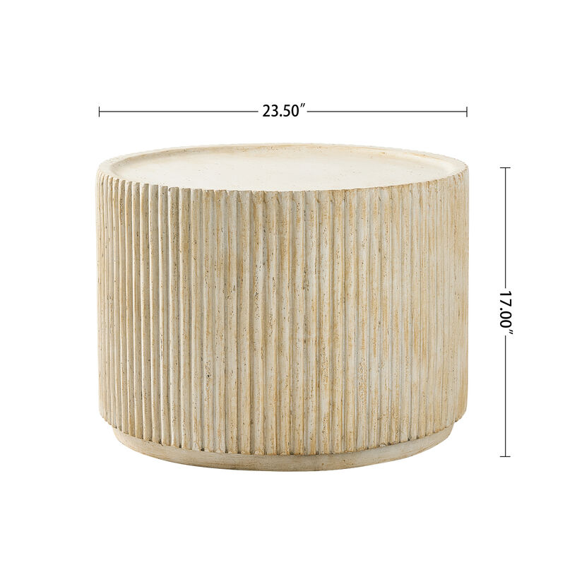 Christopher Knight Home Jayma Patio Modern Lightweight Concrete Round Fluted Coffee Table image number 2