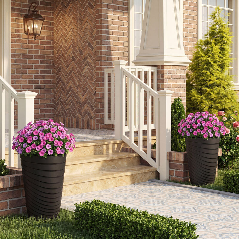 Set of 2 Tall Planters 18 Inch with Insert Bucket Design image number 3