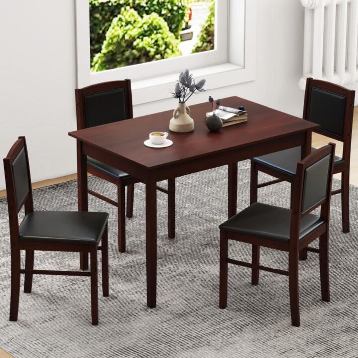 Hivvago 5-Piece Dining Set for 4 with Rubber Wood Legs for Small Dining Room