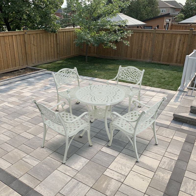 MOMDAWE Cast Aluminum Stationary Dining Chairs Outdoor Dining Armchair（Set of 2） image number 2