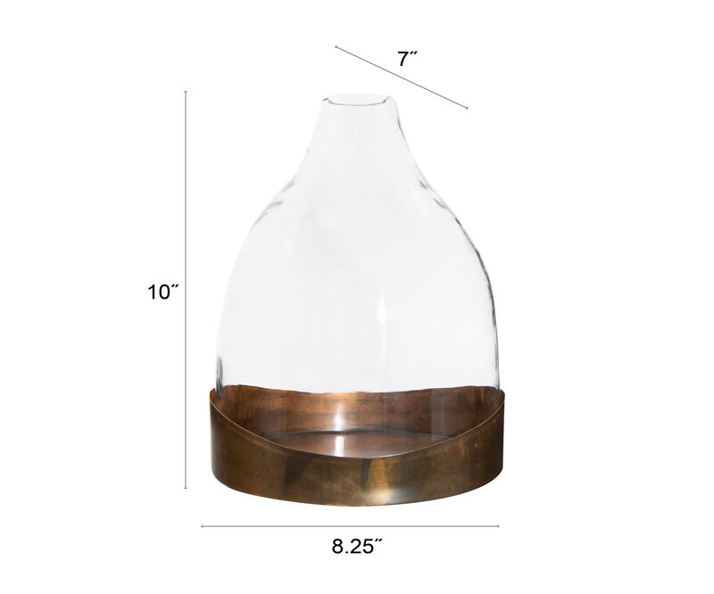 Decorative Glass Cloche with Metal Tray, Clear and Copper image number 2