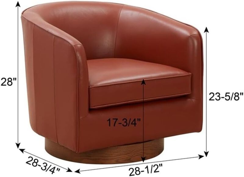 Comfort Pointe Taos Caramel Top Grain Leather Wood Base Swivel Chair