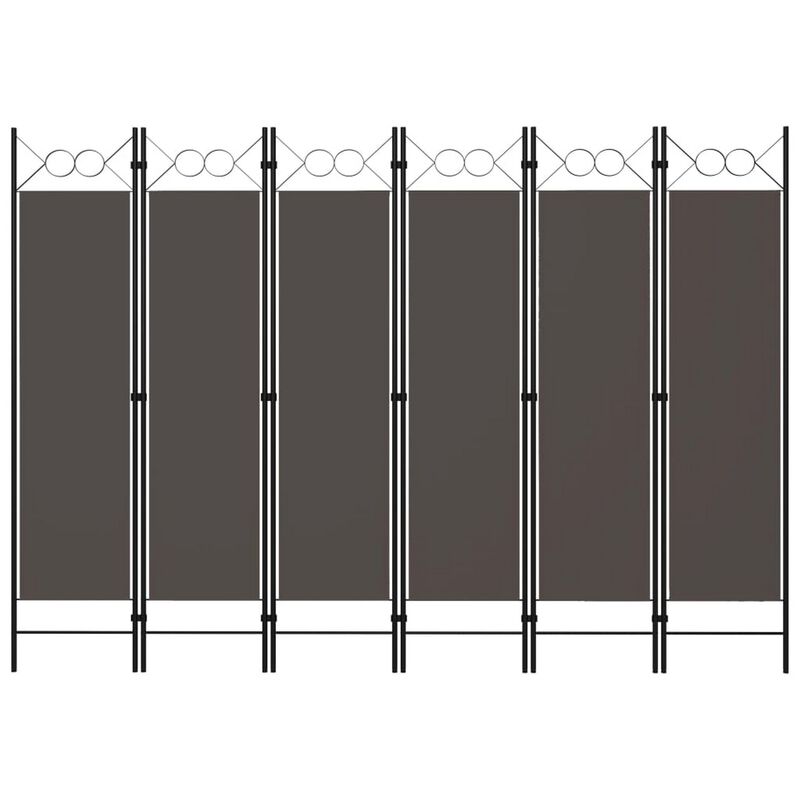Dina 6 Panel Folding Room Divider Screen, Dark Gray, Black, 95 Inch image number 0