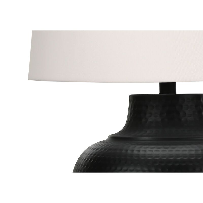 Monarch Specialties I 9615 - Lighting, 26"H, Table Lamp, Black Metal, Ivory / Cream Shade, Transitional
