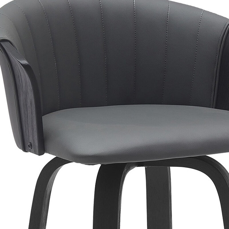 HomeRoots Faux Leather Cafe-Style Counter Stool with Armrests and Wood Base image number 4