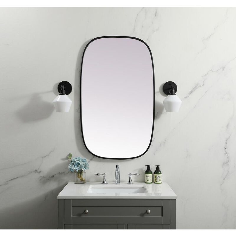 Elegant Decor Metal Frame Oval Mirror 24x40 Inch in Black