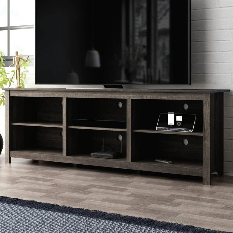Hivvago 70-inch Dark Brown Wood TV Stand Entertainment Center for TV up to 78-inch