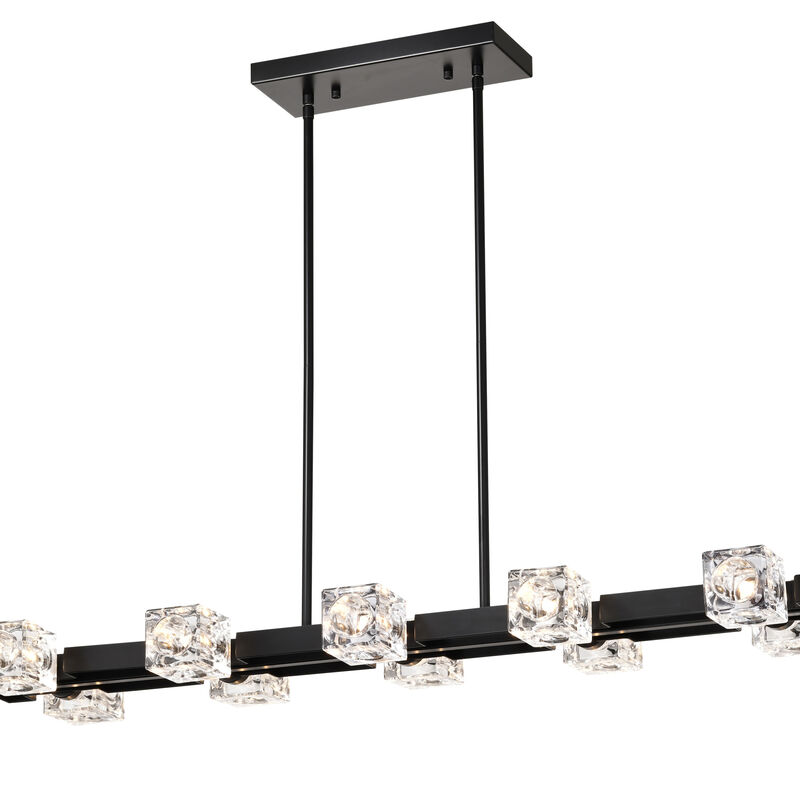 ELEMENT ACE Rectangle Chandelier Dining Room Light Fixture Modern Crystal Hanging Lighting Linear Pendant for Home Kitchen Living Room image number 0