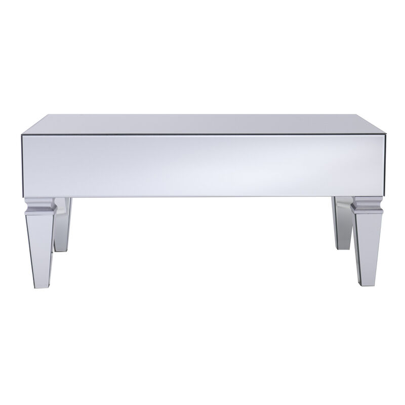 HomeRoots 41" Silver Glass With Iron Mirrored Coffee Table image number 5
