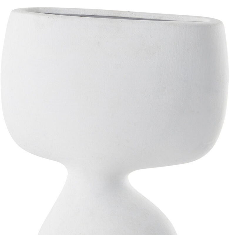 HomeRoots 12" White Ceramic Sculptural Table Vase image number 2