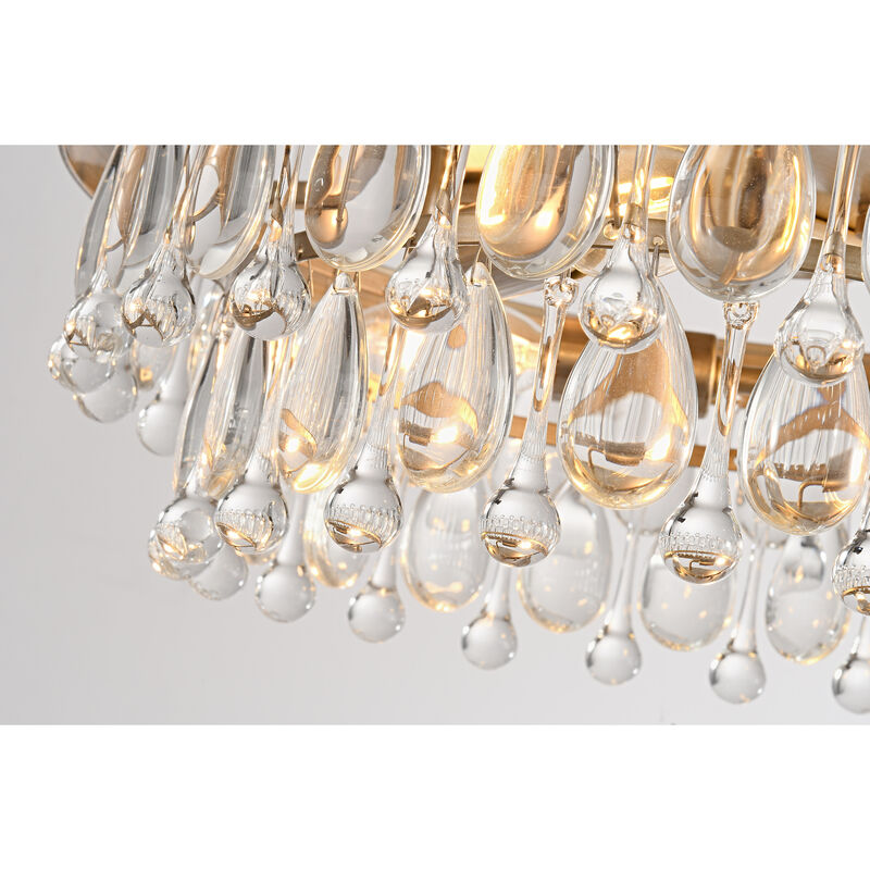 May Brushed Champagne Silver Crystal Teardrop 3-light Flush Mount image number 5