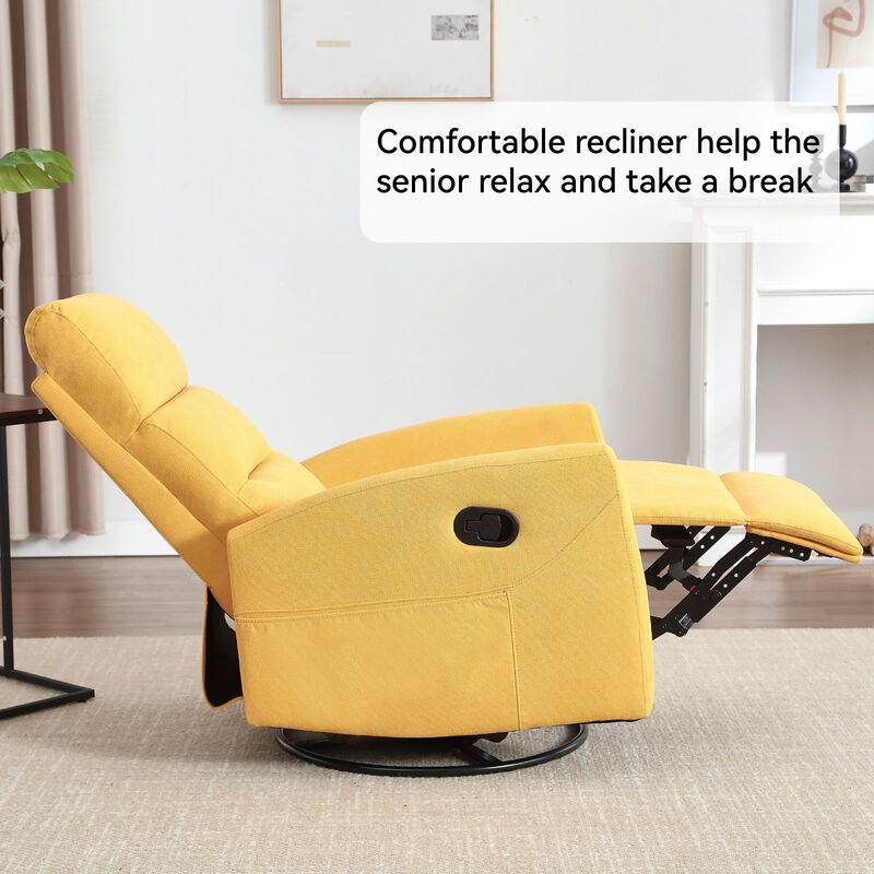 Manual Recliner Chair with Rocker and Swivel in Fabric for Living Room image number 4