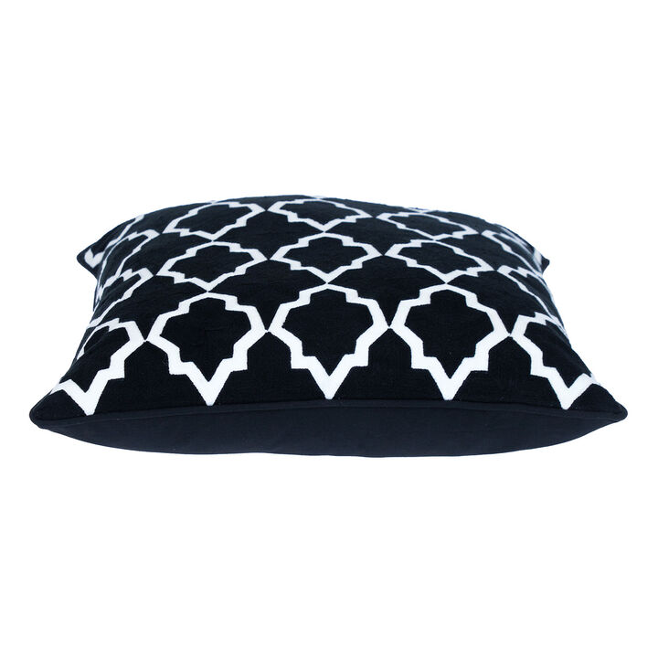 HomeRoots 20" Black and White Geometric Cotton Throw Pillow