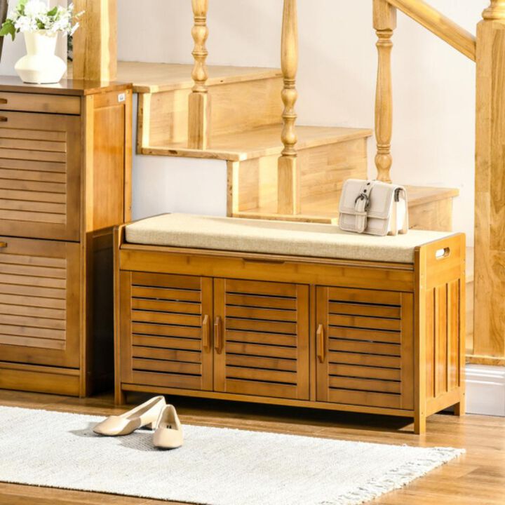 Shoe Bench with Storage Cabinets Stylish Entryway Organizer with Seating and Shoe Storage