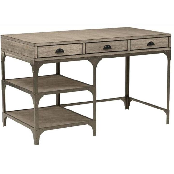 Gorden Desk in Weathered Oak & Silver