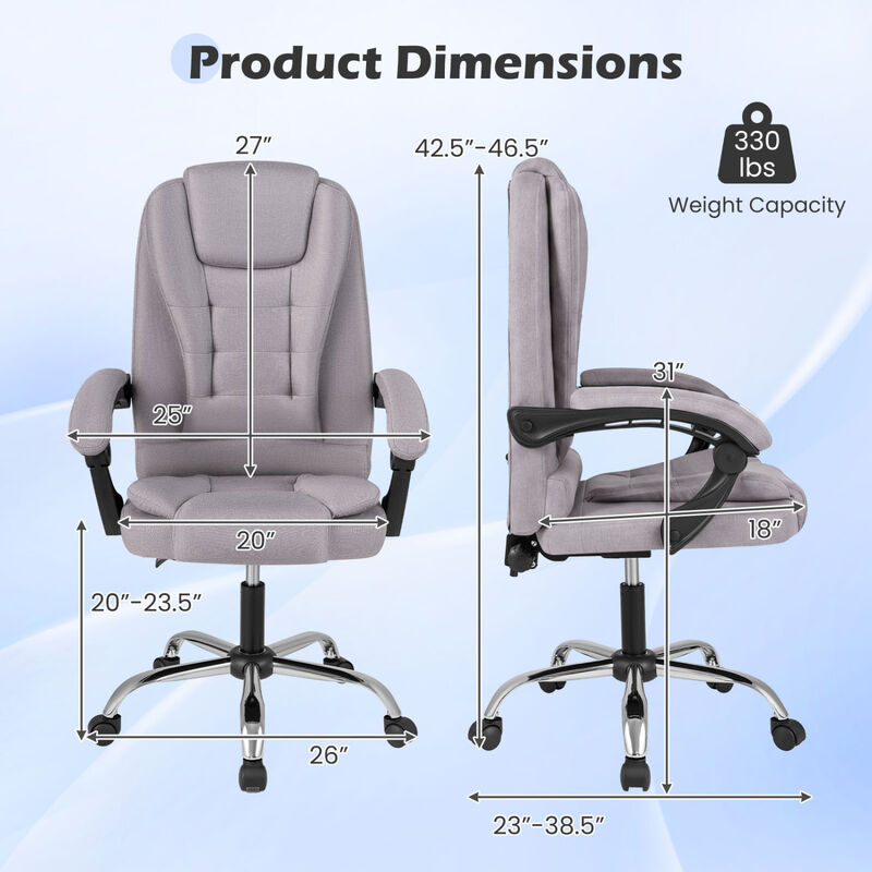 Ergonomic Executive Office Chair High Back with Armrests and Leather Seat image number 7
