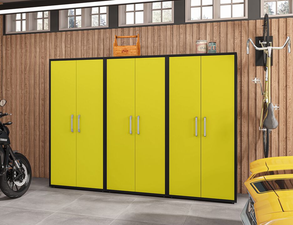 Eiffel Yellow Garage Cabinets (Set of 3)