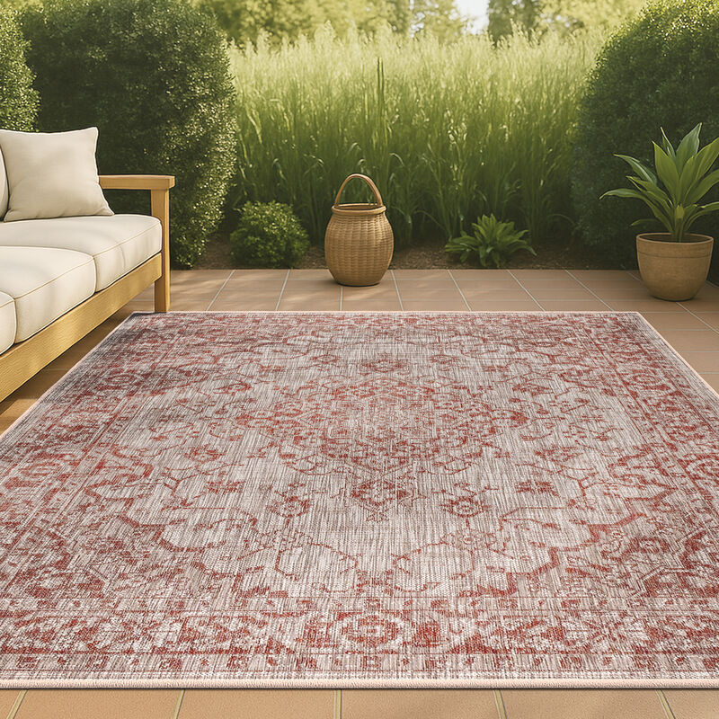 Rozetta Boho Medallion Textured Weave Indoor/Outdoor Area Rug