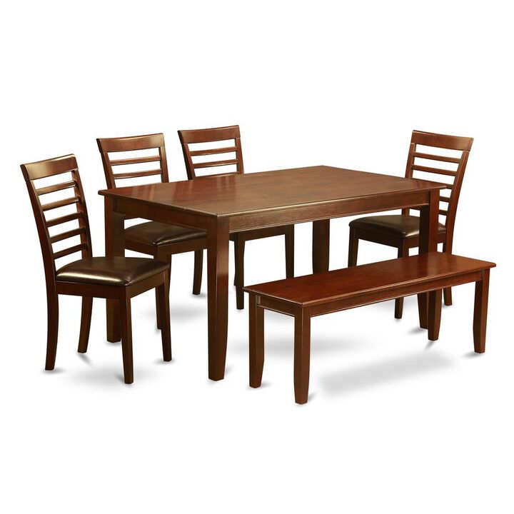 6 Pc Dining set with bench - Dining Table with 4 Dining Chairs plus Bench