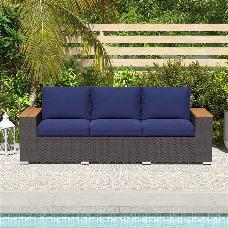 Modern Outdoor Patio Rattan Three-Seat Sofa for Backyard Seating image number 5