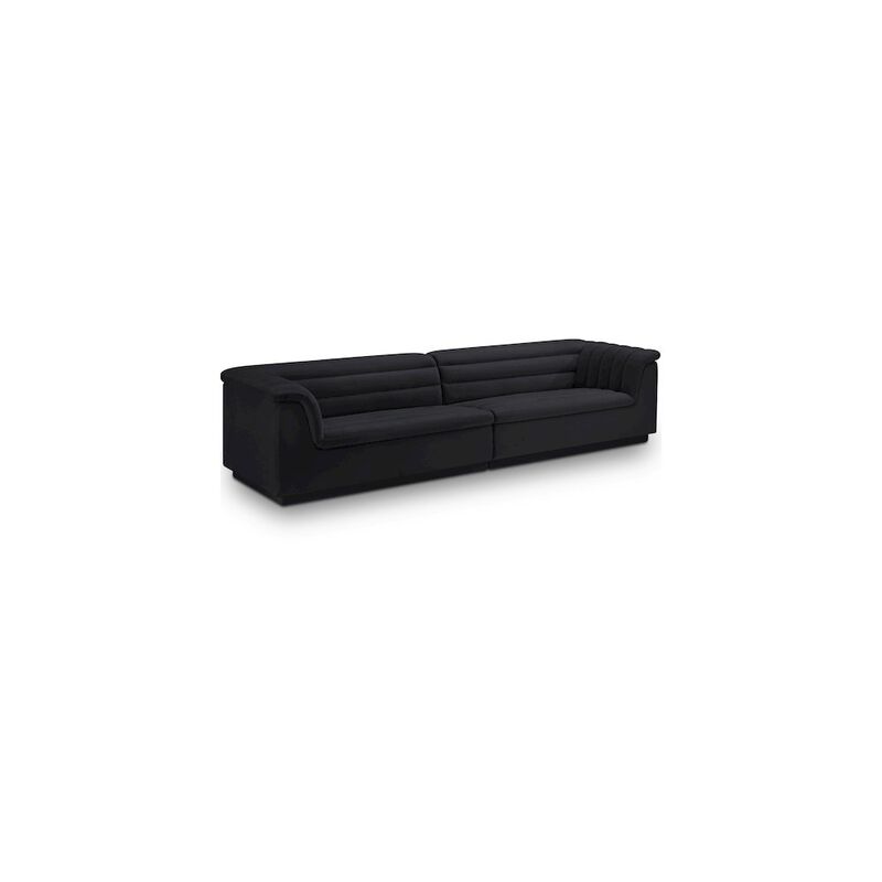 Meridian Furniture Cascade Black Velvet Fabric Modular Sofa