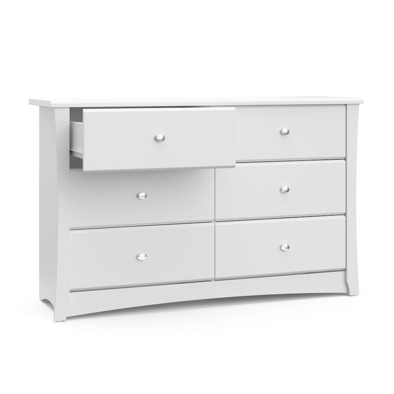 Storkcraft Crescent 6 Drawer Double Dresser (White) – GREENGUARD Gold Certified