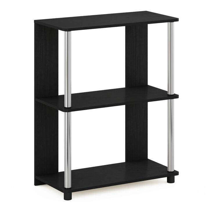 Furinno Jaya Simple Design 3-Tier Bookcase/Bookshelf/Display Rack with Stainless Steel Tubes, Americano