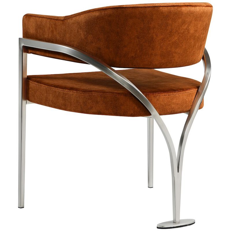 Meridian Furniture Madelyn Cognac Velvet Dining Chair, Set of 2