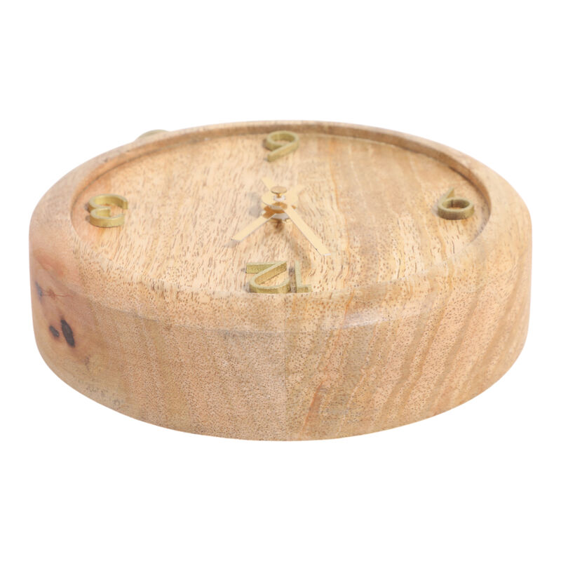 7x6" Round Footed Clock With Brass Details, Natura image number 5
