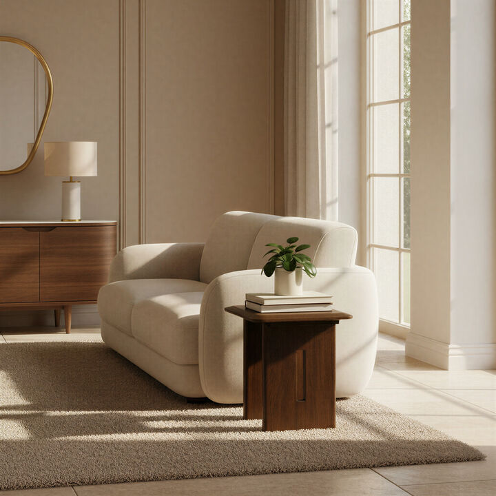 Acacia Wood Square End Table, Walnut Finish