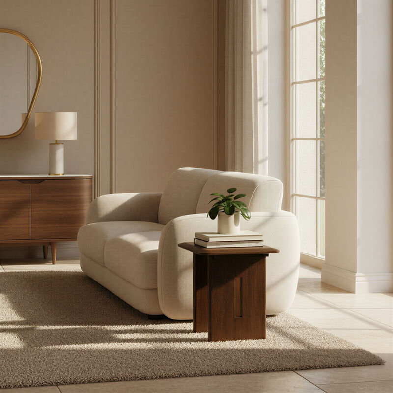 Acacia Wood Square End Table, Walnut Finish image number 1