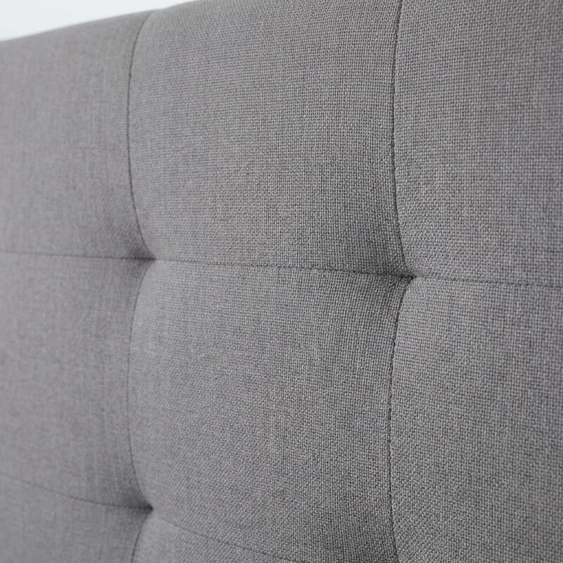 Gray Upholstered King Headboard with Rubberwood Frame and Stylish Design image number 3