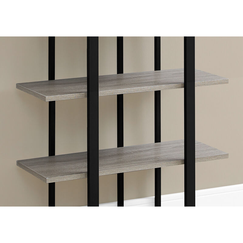 Monarch Specialties I 7237 Bookshelf, Bookcase, Etagere, 4 Tier, 60"H, Office, Bedroom, Metal, Laminate, Brown, Black, Contemporary, Modern