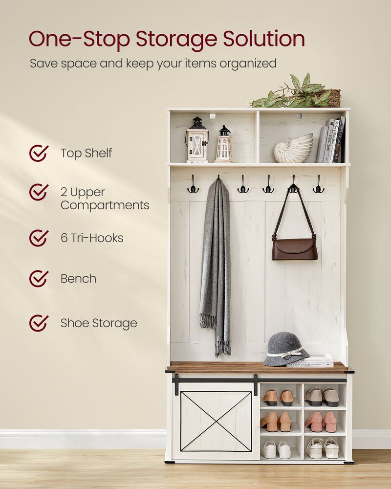 Hall Tree with Bench Coat Rack Shoe Storage for Entryway image number 3