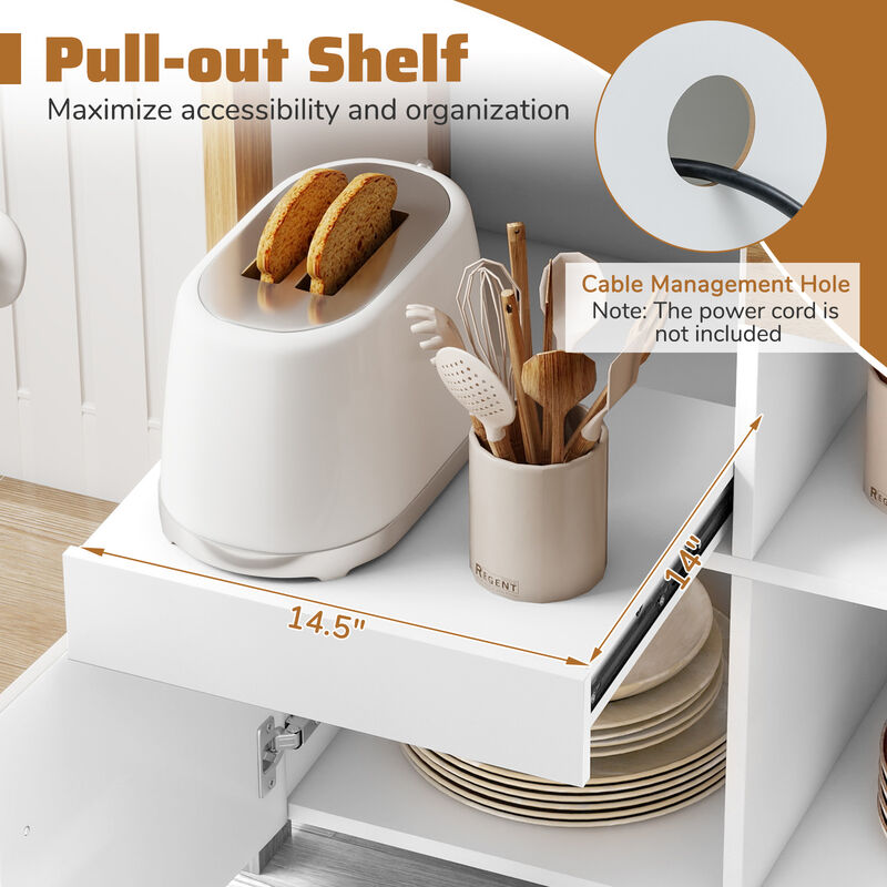 Kitchen Storage Cabinet with 2 Doors, Drawer, and Pull Out Shelf Organizer-White image number 5