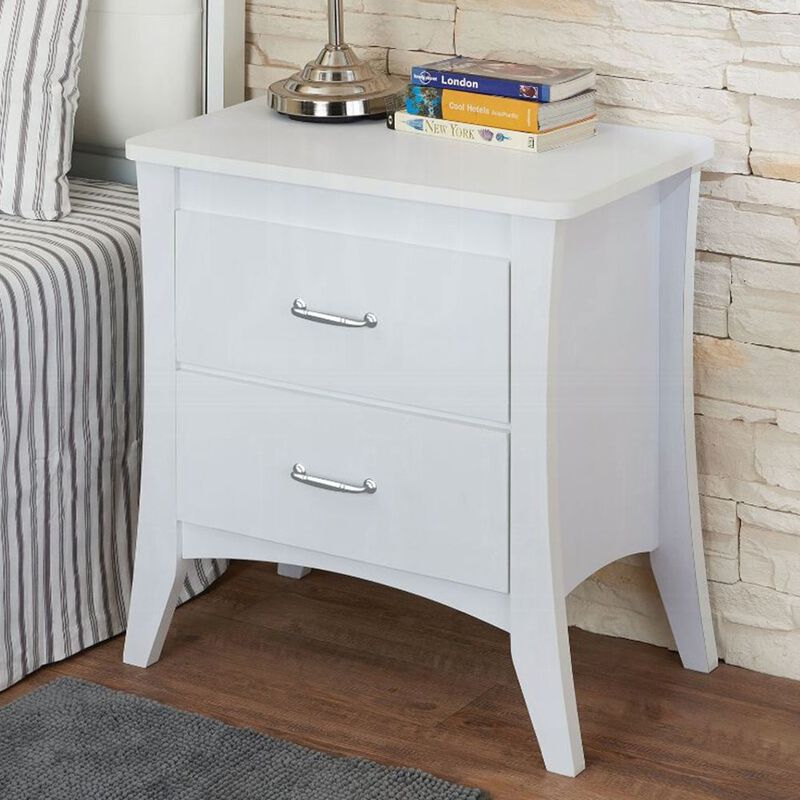Simple Relax Nightstand with 2 Drawers in White image number 1