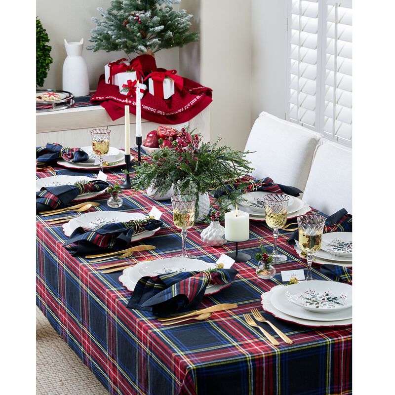 Solino Home Stewart Plaid 100% Linen Tablecloth &ndash; Handcrafted, Machine Washable, Perfect for Holiday and Everyday Dining