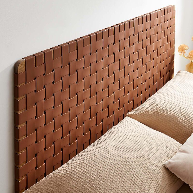 Sparta Weave Wall-Mount Vegan Leather Queen Headboard image number 4