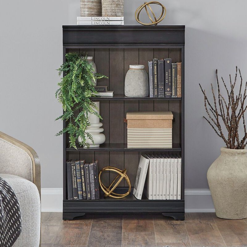 Liberty Furniture Meritage Stepped Bookcase Wall - 4 Piece Set for Home Office - Aged Charcoal image number 4