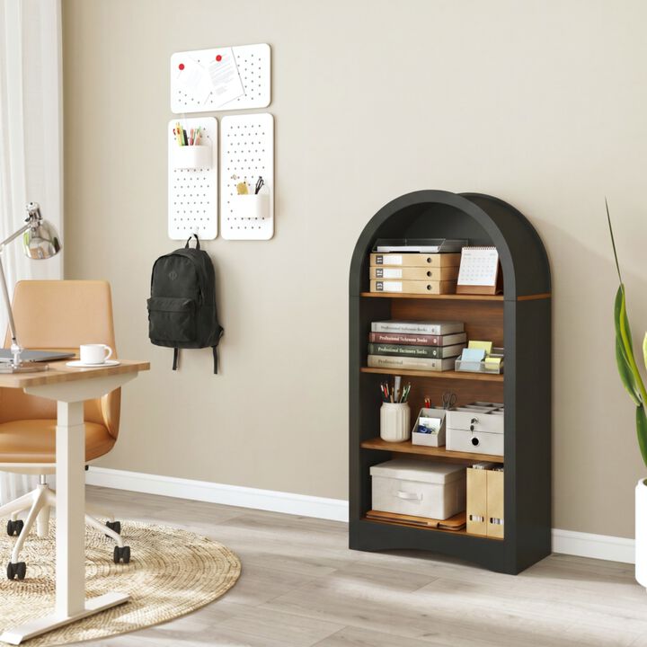 Jigfat Low‑Profile Arched Top 4‑Tier Open Bookcase