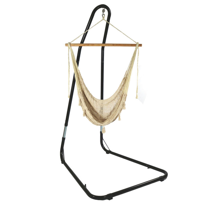 Sunnydaze Cotton/Nylon Rope Hammock Chair with Adjustable Stand