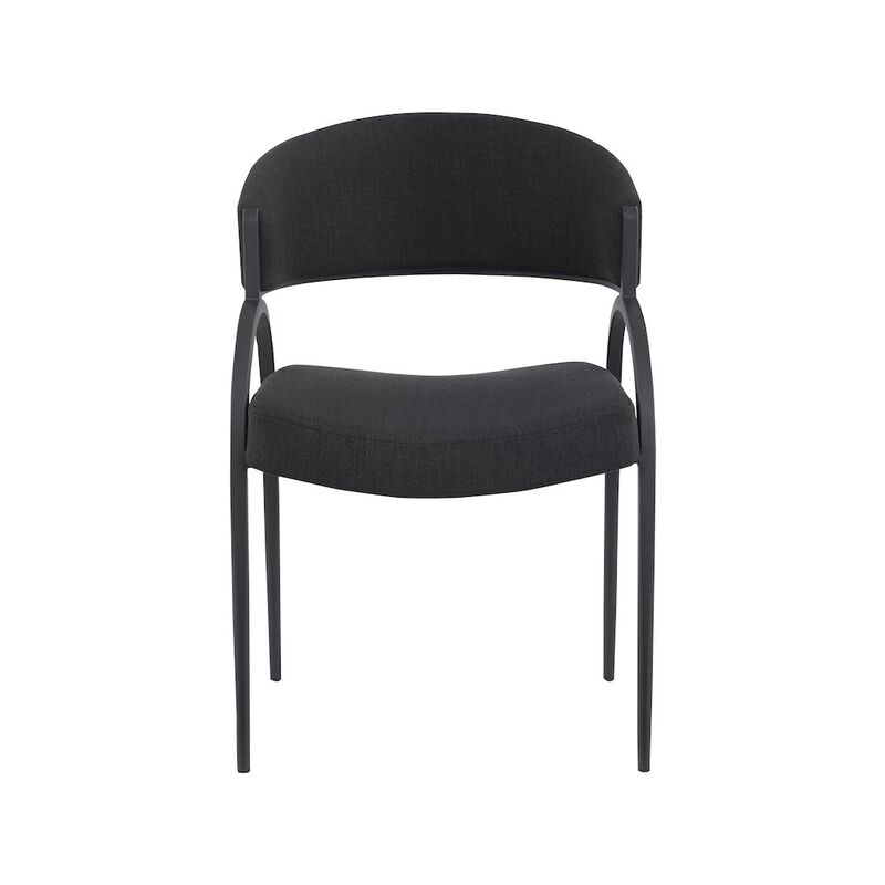Meridian Furniture Privet Black Linen Textured Fabric Dining Chair, Set of 2