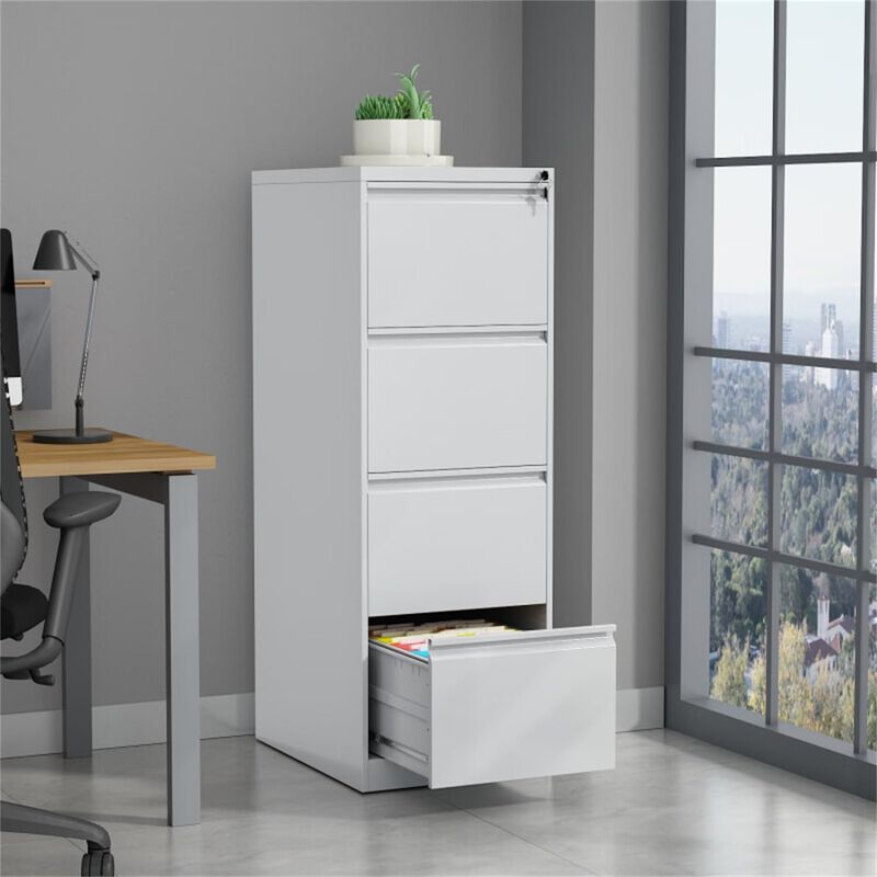 4 Drawer File Cabinet, Vertical Metal Filing Cabinets with Lock Storage Cabinet, Lockable Steel Drawers for Hanging Letter/Legal/F4/A4 Files, Home Office Use image number 2