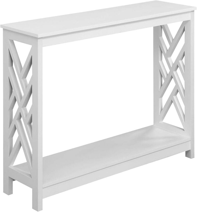Convenience Concepts Titan Console Table with Shelf, White