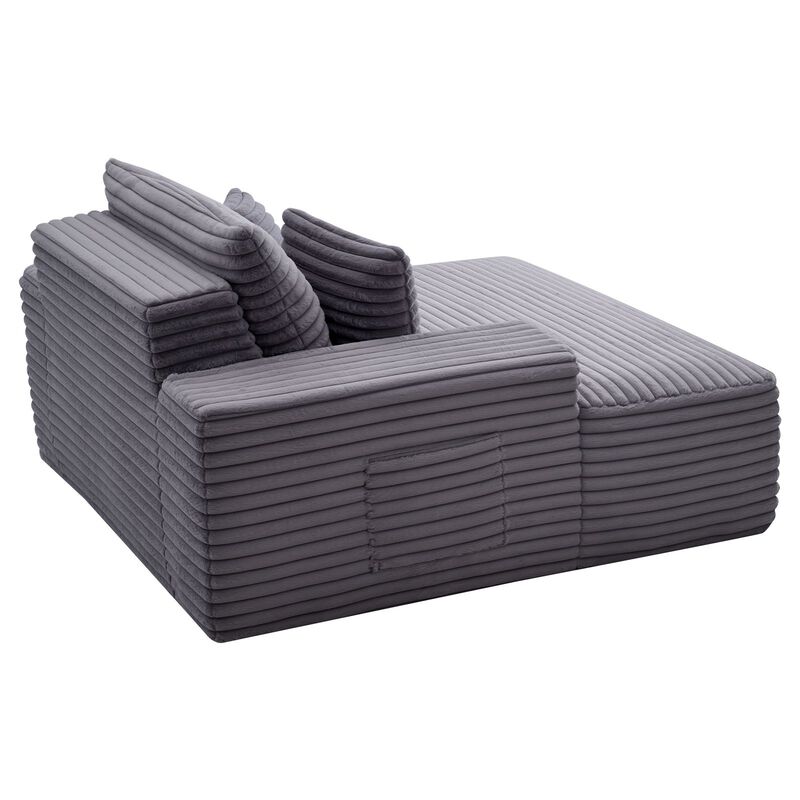 Indoor Chaise Lounge Chair, Modern Deep Seat Sofa with Armrests & Throw Pillows image number 9