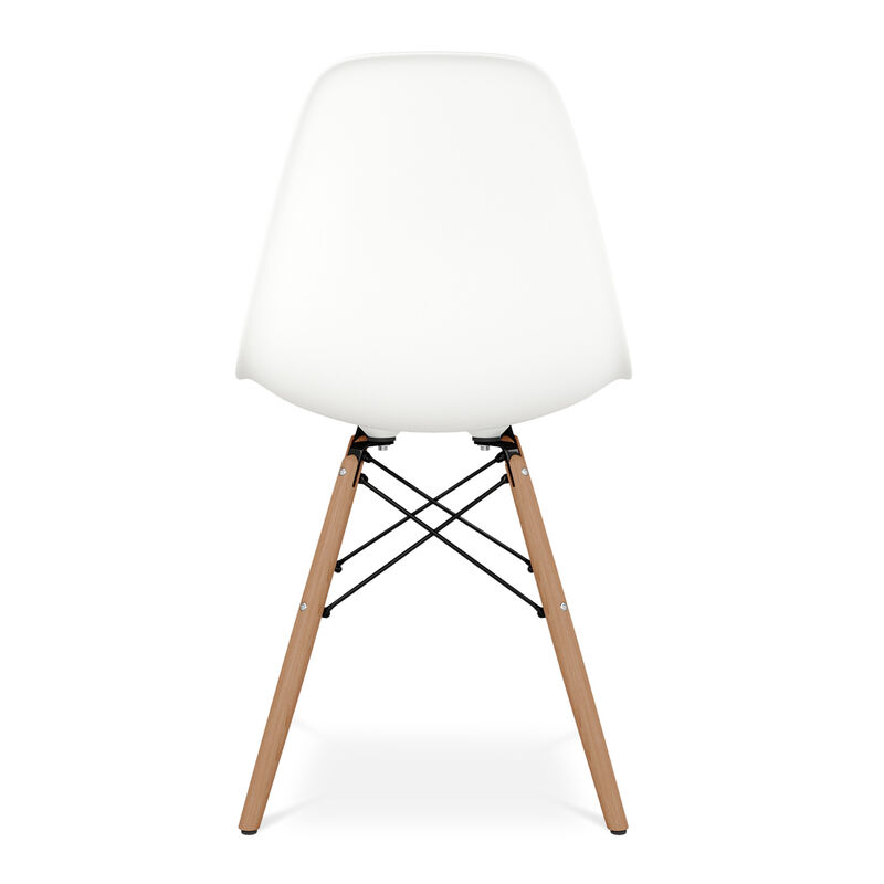 HomeRoots White And Natural Heavy Duty Plastic And Wood Dining Side Chair image number 3