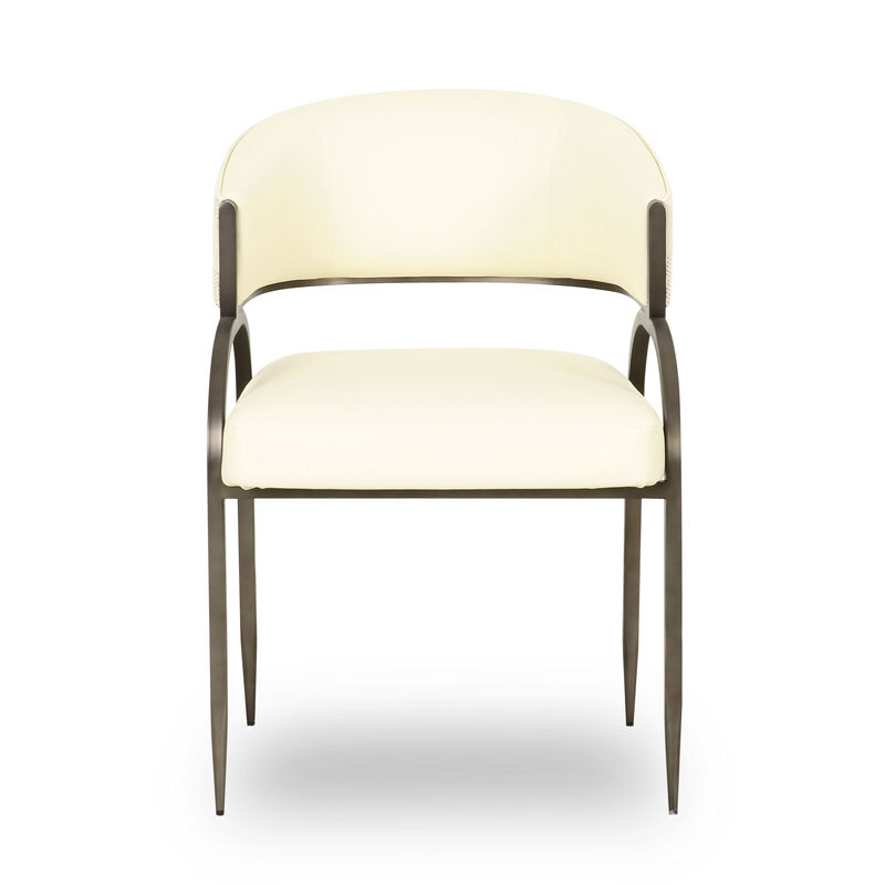 Tatum Cream Vegan Leather and 2-Tone Jacquard Dining Chair